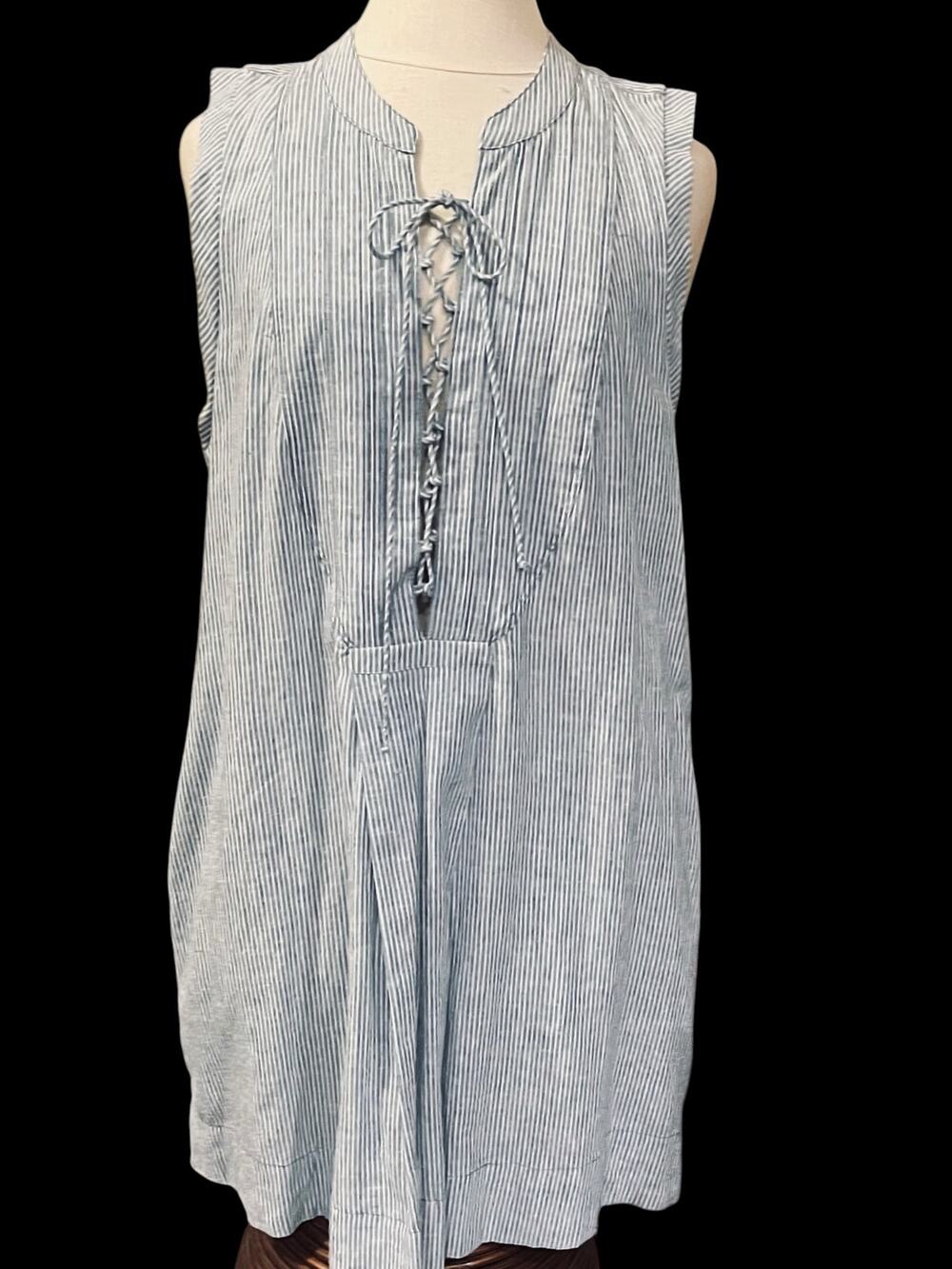 Free People Dress-Around the world-Sl' Less/Mini/tunic-MED-Blue/White Stripe1163